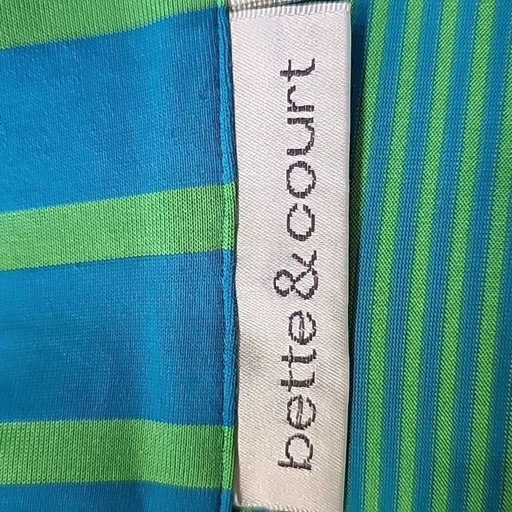 Bette & court pin striped, green/blue golf shirt active wear. V neck. Size XL. - Picture 7 of 10
